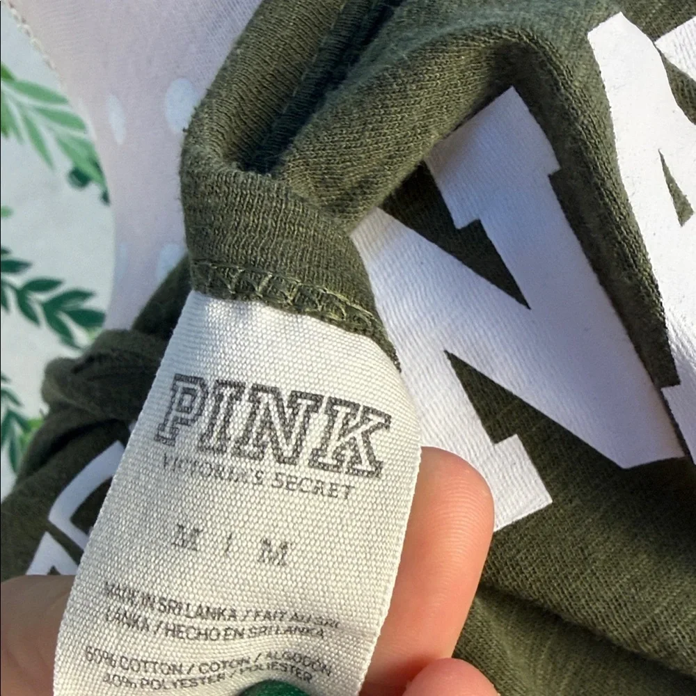 PINK Victoria's Secret Army Green Long Sleeve Shirt C2